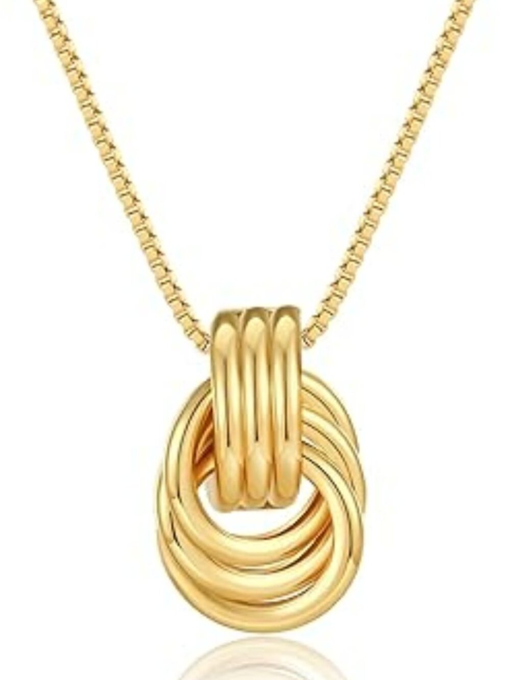 NEW Twisted Gold Tone Irregular Oval Pendant Necklace Minimalist Chunky Chain